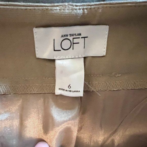 Loft Khaki A-Line Mini Skirt Button Front - 6 - Picture 4 of 4